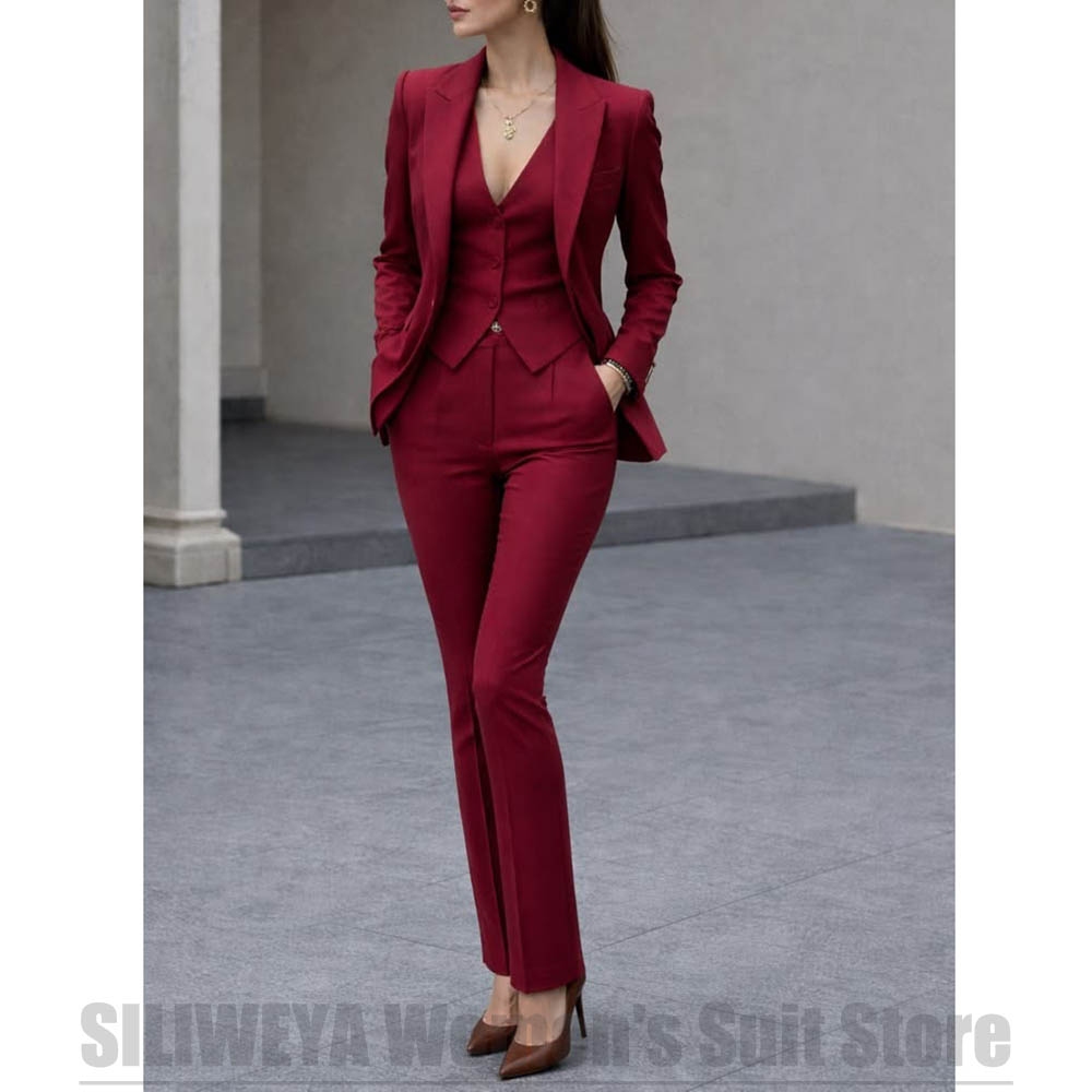 Women'S Office Formal Wear For Ladies - 女性 3 ピーススーツセットブレザーベストパンツエレガントフォーマルオフィスビジネスウェア女性のための結婚式パーティー仕事プロフェッショナル衣装