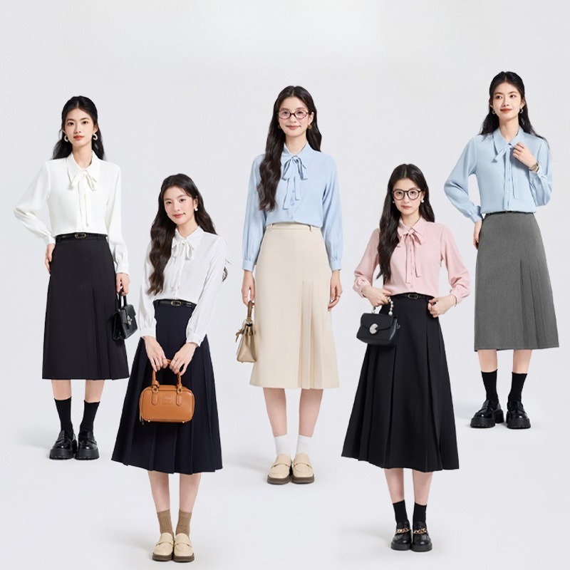 High End Women'S Formal Wear - ピンクシフォンシャツ レディース 新品 プロフェッショナルセット プチフォーマルウェア ライトラグジュアリーシャツ
