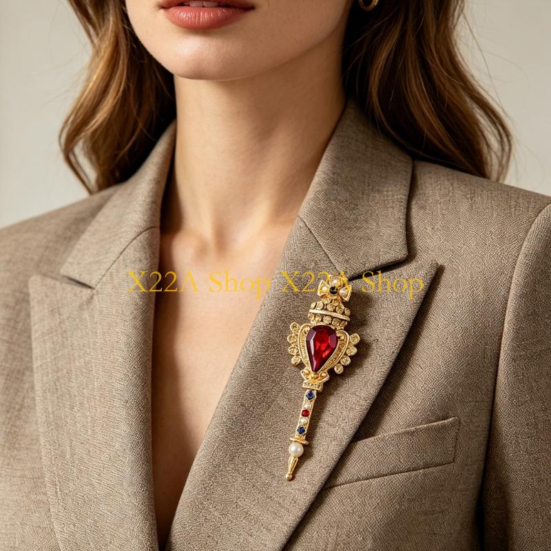 ユニークなレトロな魔法の杖のブローチ、真珠のアクセントのファ - Formal Wear Jewelry For Women のレビューと価格
