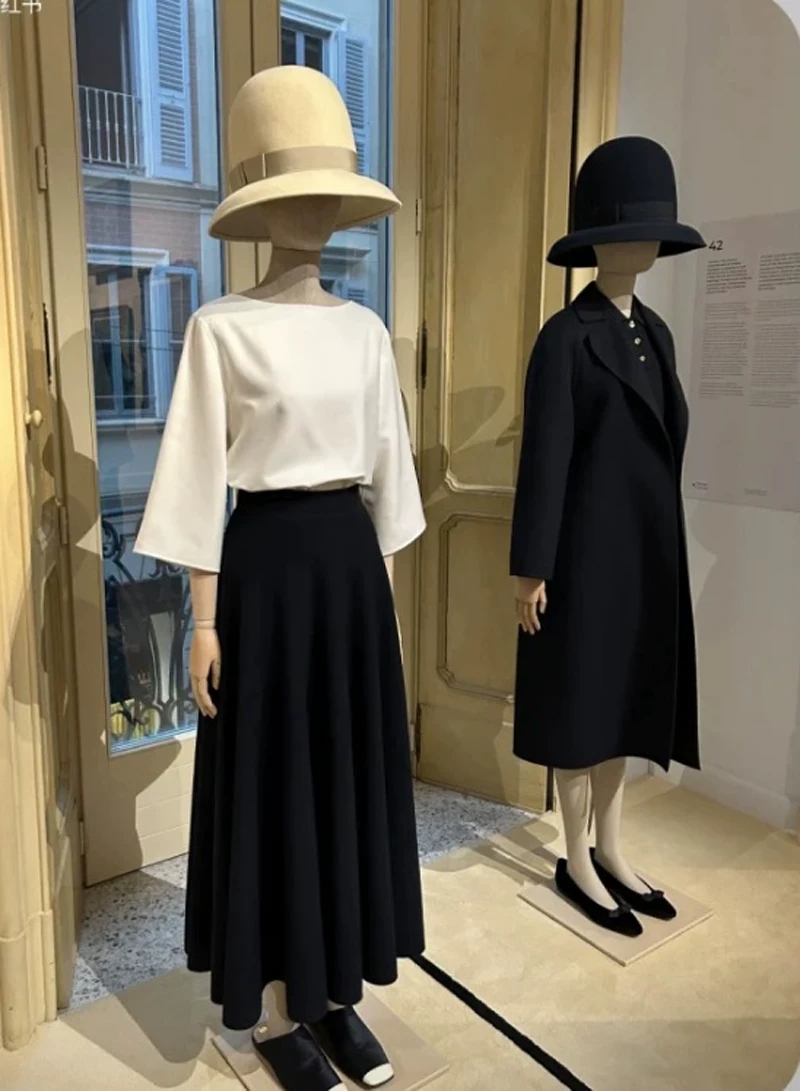 新作秋物レディースウールシルク混紡Aラインスカート、伸縮性ウ - Women Formal Wear Winter のレビューと価格