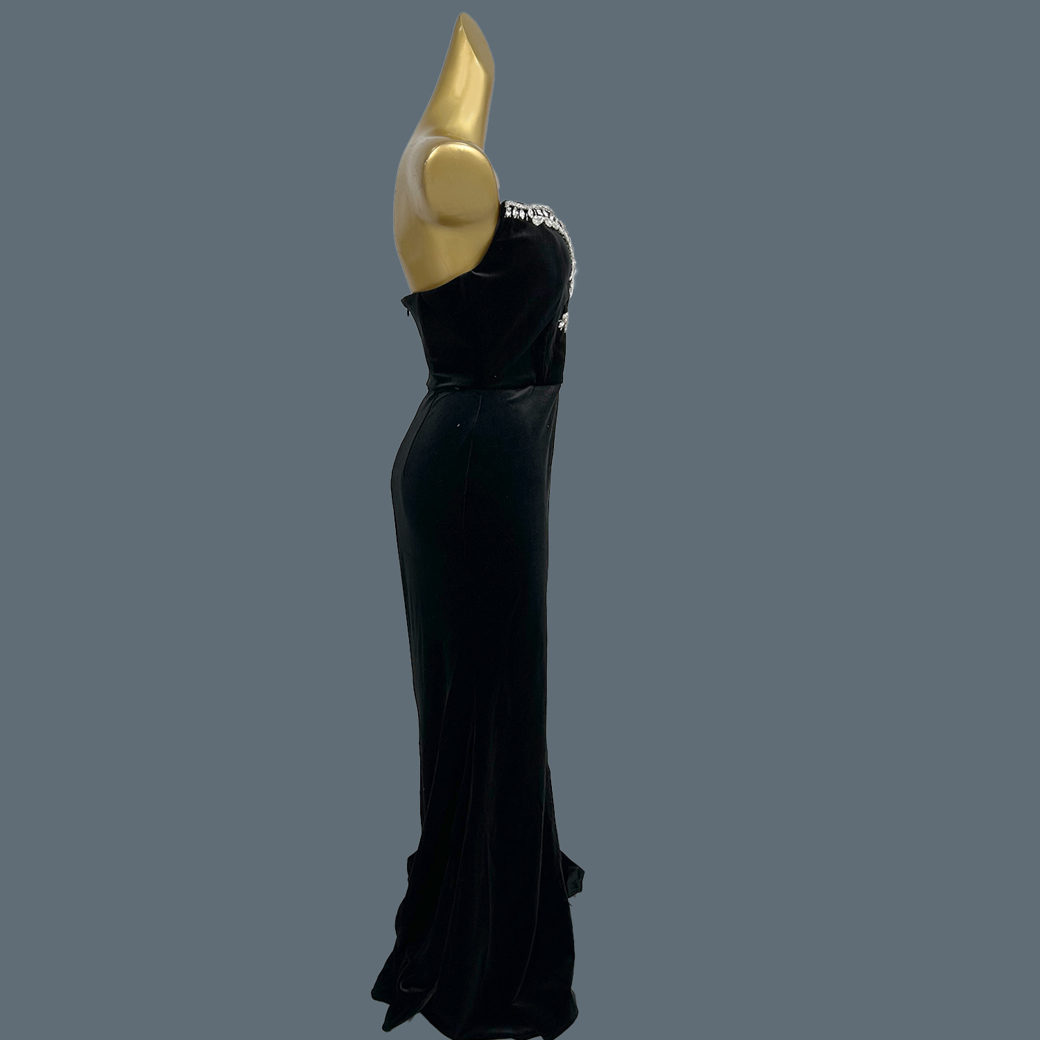 ブラックベルベットフロアレングスドレスハイエンドイブニングド - Women Formal Wear Photoshoot のレビューと価格