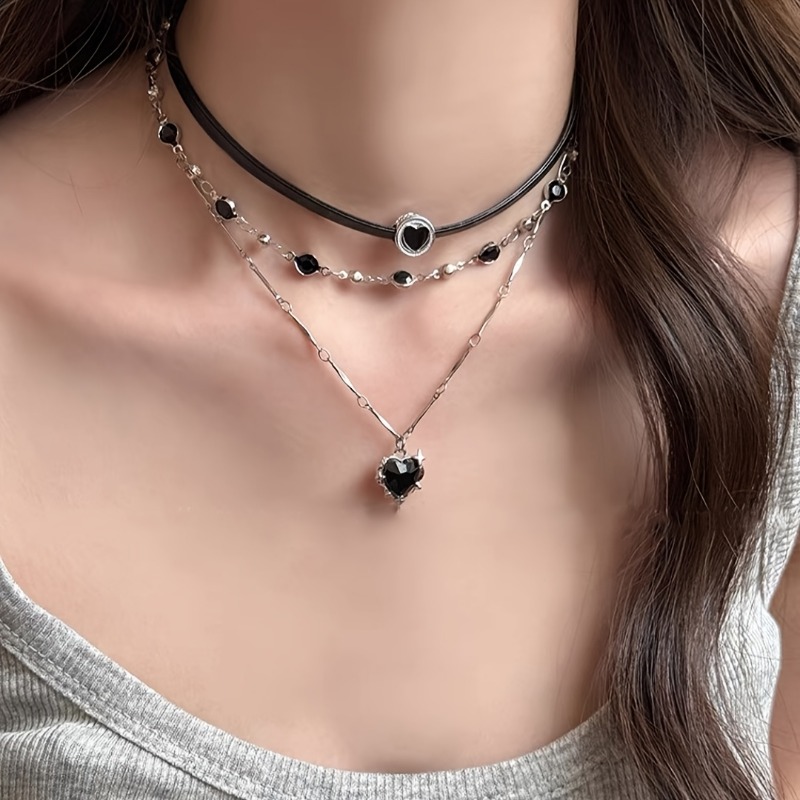 ゴシックレイヤードハート型ネックレスチェーンジュエリー絶妙な - Formal Wear Jewelry For Women のレビューと価格