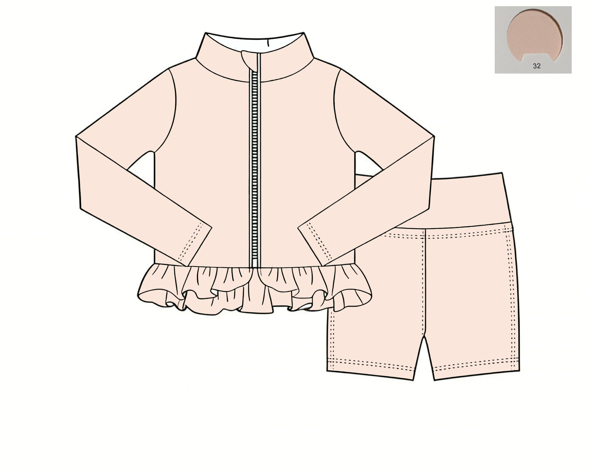 モノクロヨガウェア ガールズ サマー ジッパー付き長袖トップ - Monochrome Suit Set のレビューと価格