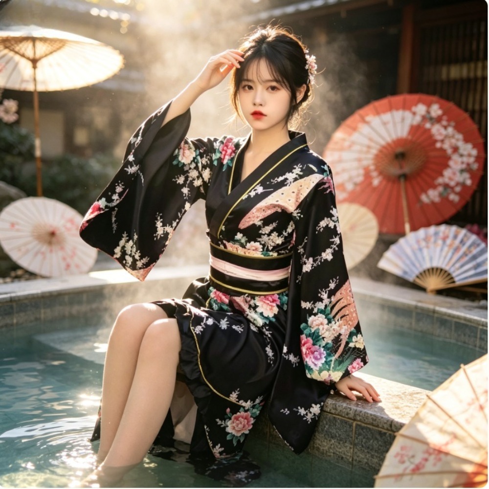 女性用赤いフォーマル着物、伝統的な日本の民族衣装、普段着や写 - Women Formal Wear Photoshoot のレビューと価格