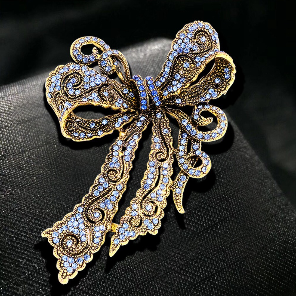 ヴィンテージの弓型ブローチ、女性用のエレガントなラインストー - Formal Wear Jewelry For Women のレビューと価格