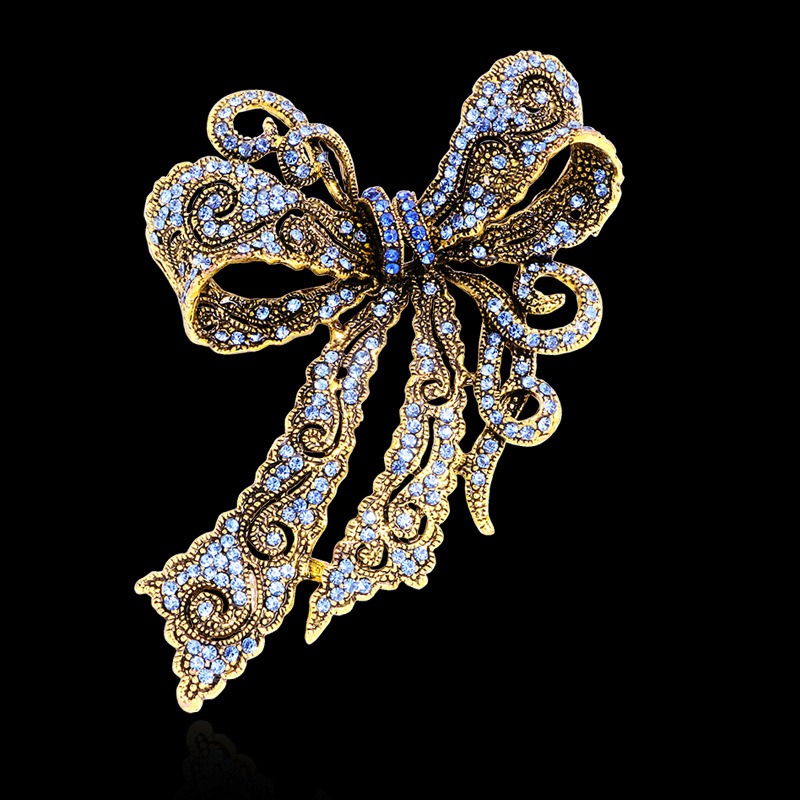 ヴィンテージの弓型ブローチ、女性用のエレガントなラインストー - Formal Wear Jewelry For Women のレビューと価格