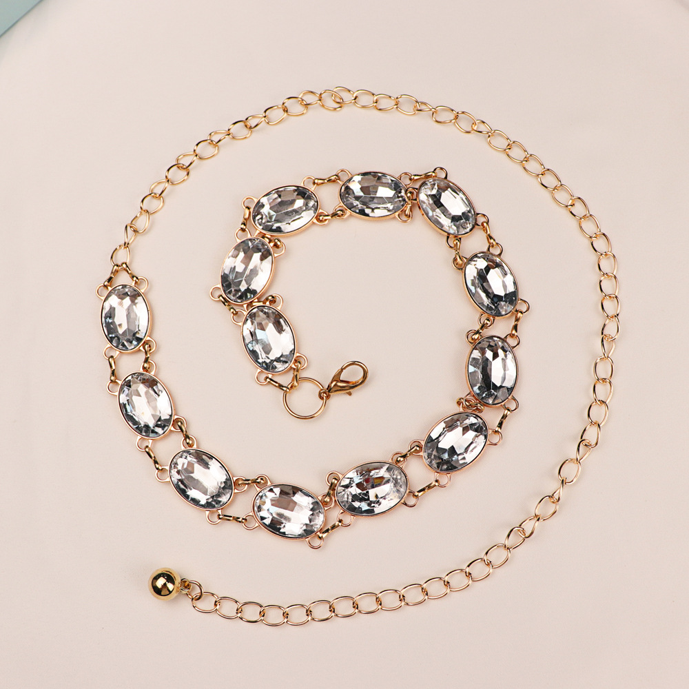 シックなラインストーンウエストチェーン女性ゴールドメタルベル - Formal Wear Jewelry For Women のレビューと価格