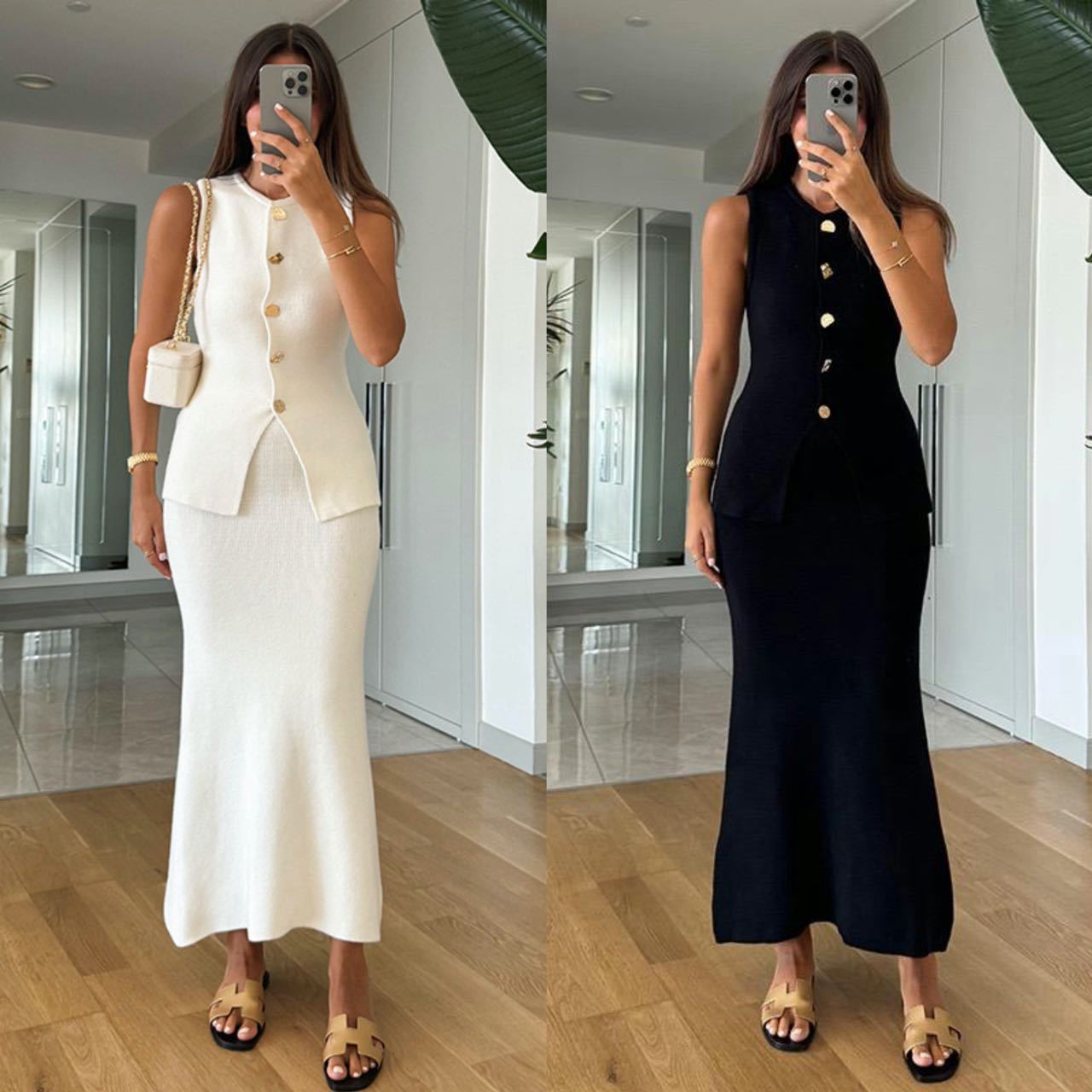 ラウンドネックシングルブレストノースリーブボディコントップと - Women Formal Wear For Summer のレビューと価格