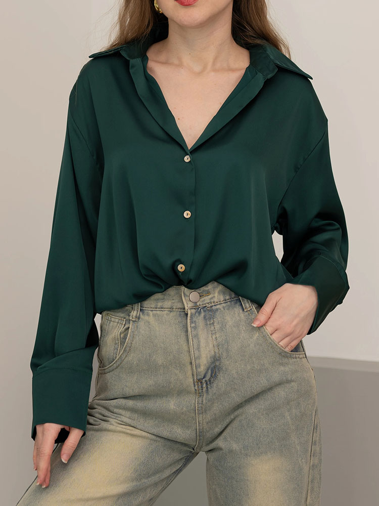 女性用ボタンシルク エレガントなオールマッチオフィスウェア  - Women Formal Wear Winter のレビューと価格