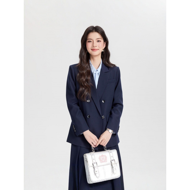 ネイビーブルーのダブルブレストレディースビジネススーツ202 - High End Women'S Formal Wear のレビューと価格
