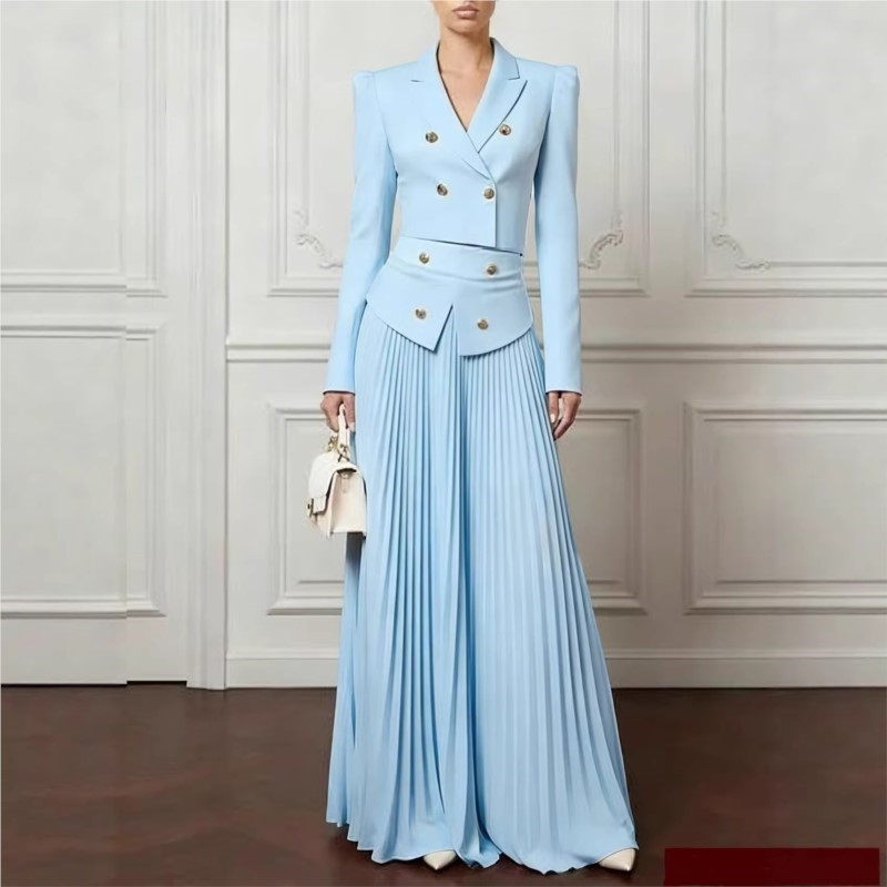 エレガントな気質の2ピースセット、ラペルボタンブレザーコート - Women Formal Wear For Summer のレビューと価格