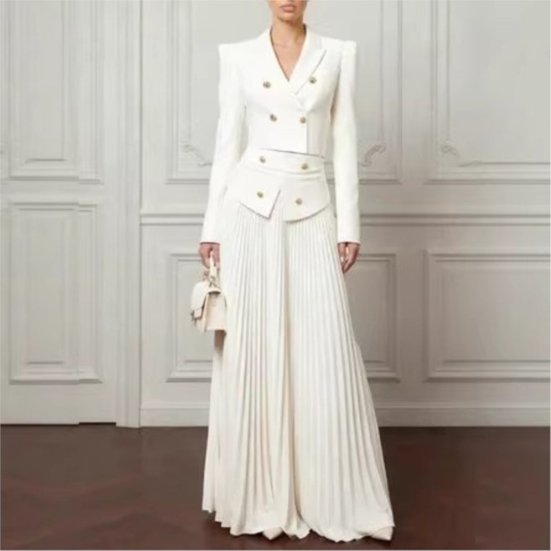 エレガントな気質の2ピースセット、ラペルボタンブレザーコート - Women Formal Wear For Summer のレビューと価格