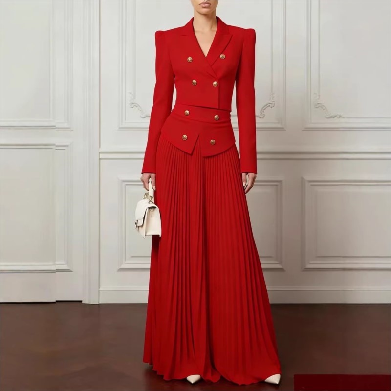 エレガントな気質の2ピースセット、ラペルボタンブレザーコート - Women Formal Wear For Summer のレビューと価格