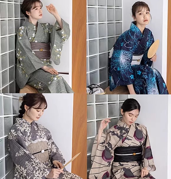 日本の女性用着物/浴衣、伝統的なフォーマルスタイル、綿100 - Women Formal Wear Photoshoot のレビューと価格